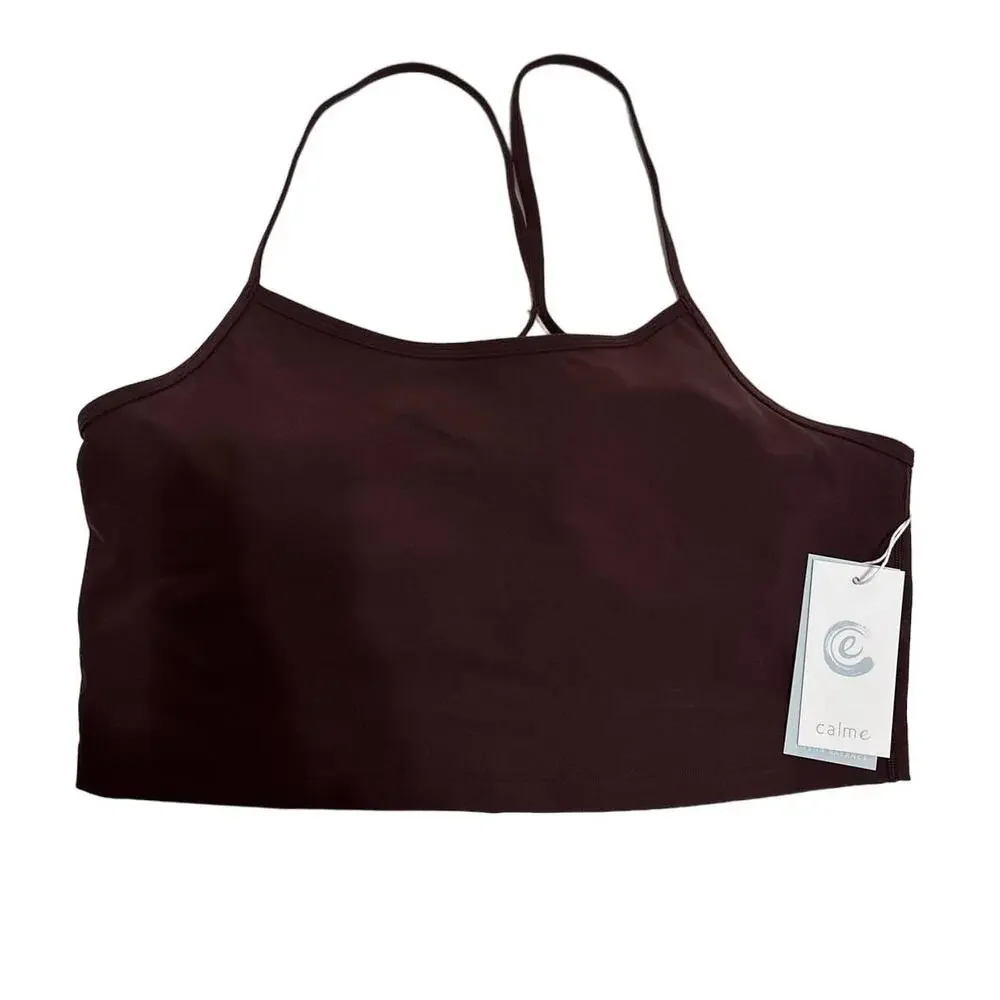 Calme by‎ Johnny Was endurance cross back cami Maroon size XXL NEW